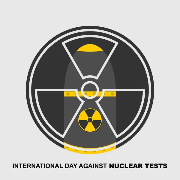 禁止核试验国际日 用放射性与核设计来说明病媒 — 图库矢量图片