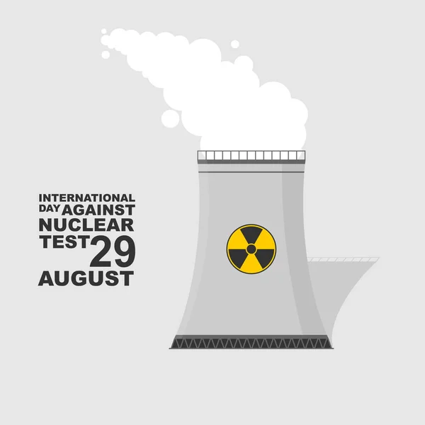 核电站病媒吸烟的例证 禁止核试验国际日设计的良好模板 — 图库矢量图片