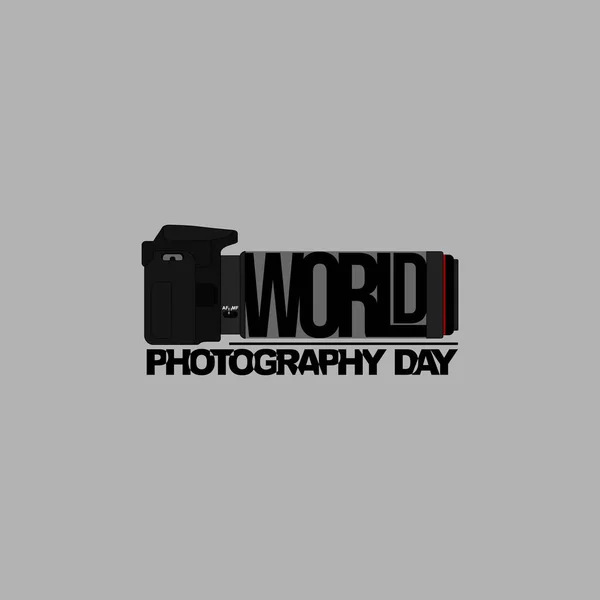 世界写真の日のためのタイポグラフィのデザインベクトルイラスト — ストックベクタ