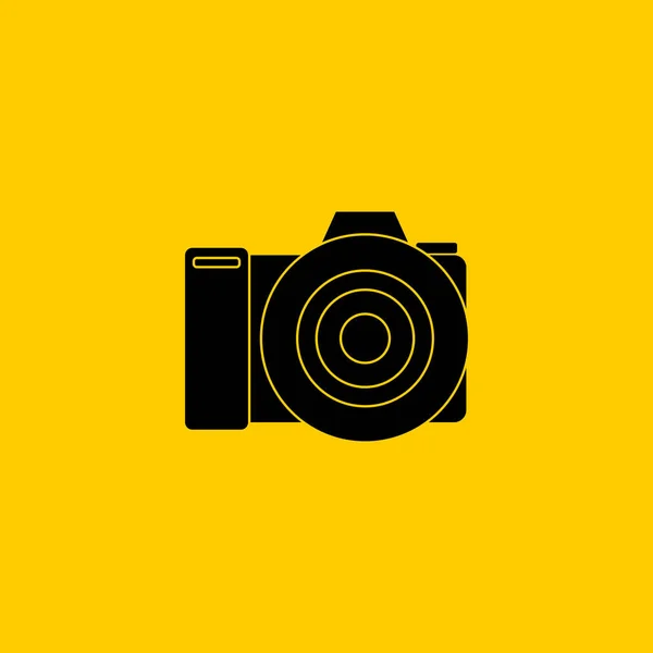 Черный Значок Векторной Иллюстрации Dslr Камеры Идеальный Шаблон Дизайна Фотографии — стоковый вектор