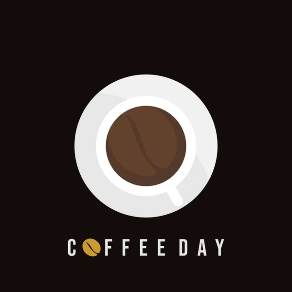 Projekt Logo Dzień Kawy Filiżanką Kawy Wektor Ilustracji Idealny Szablon — Wektor stockowy