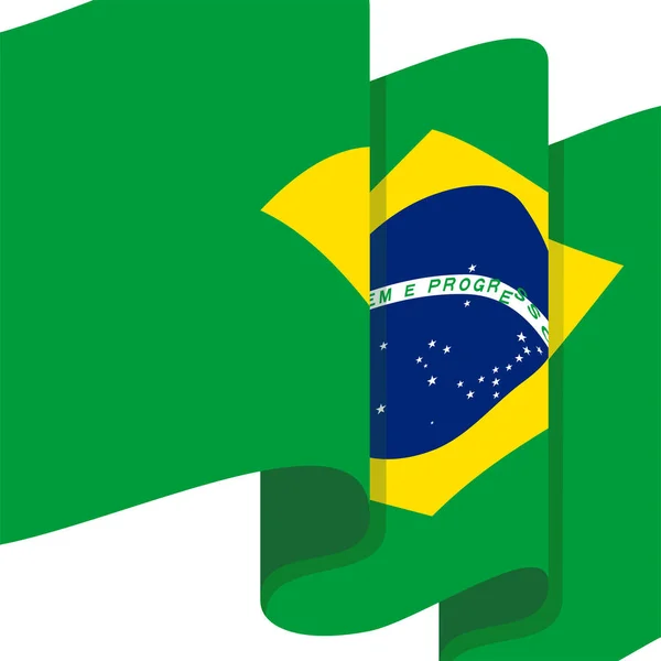 Raising Brazil Flag Vector Illustration Good Template Brazil Independence Day — Stock Vector