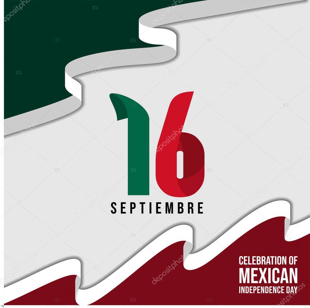 Abstract background of Mexican flag with 16 septiembre text that mean is day 16th on september. good template for Mexican Independence Day.