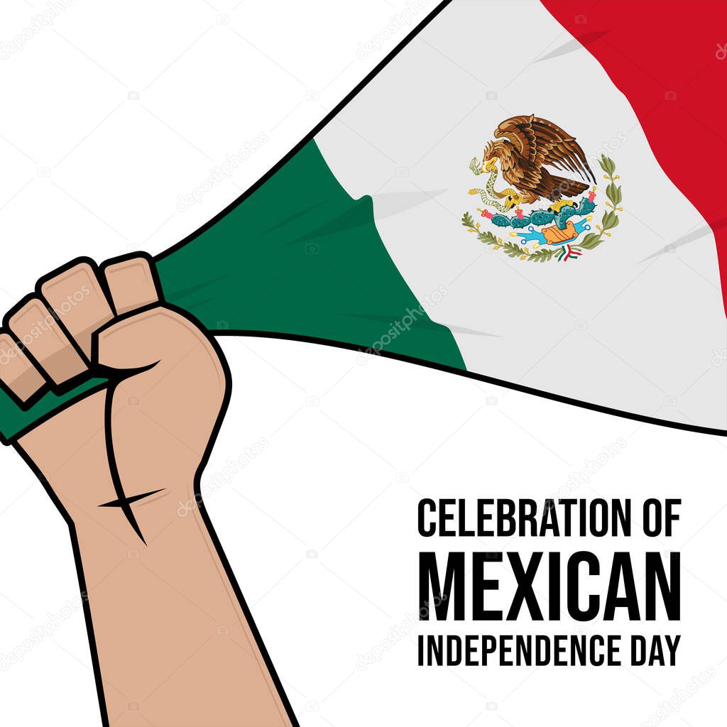 Mexican Flag in Hand vector Illustration for Mexican Independence Day design.