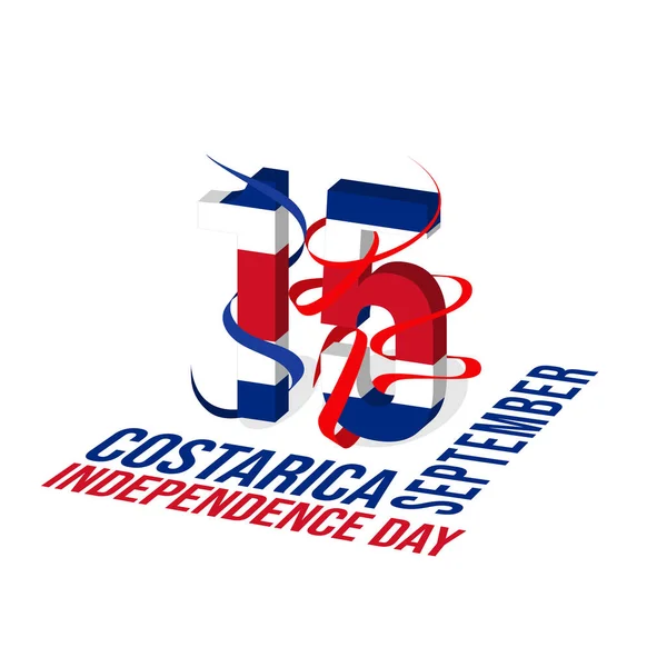 Typografie Van Nummers Voor Costa Rica Onafhankelijkheidsdag Wanneer Vieren September — Stockvector