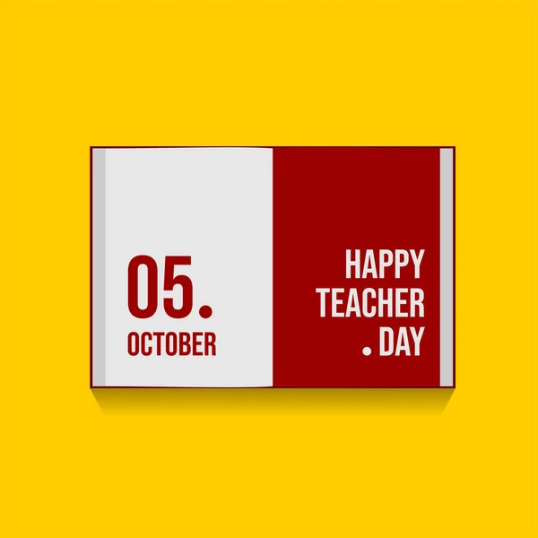 Teks Happy Teacher Day Pada Ilustrasi Vektor Buku - Stok Vektor