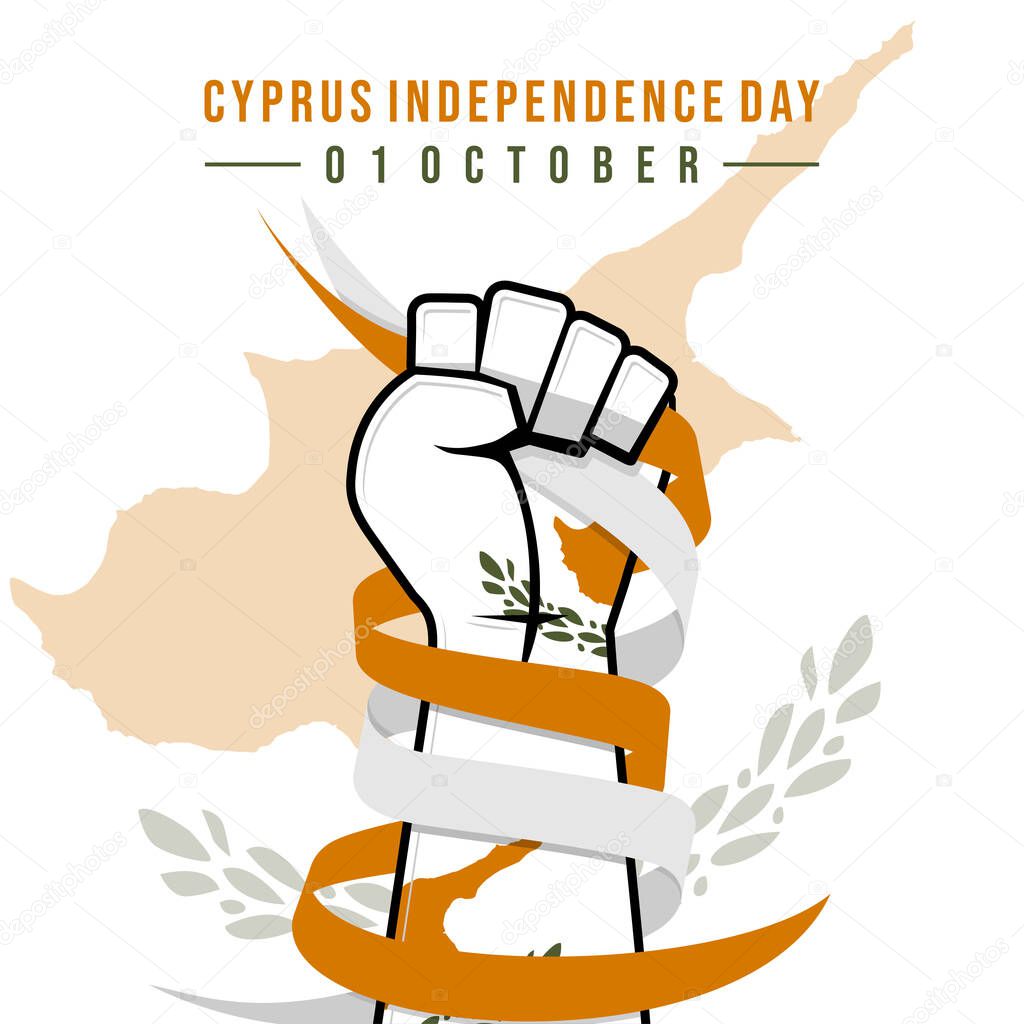 Cyprus Independence Day design with colored Cyprus flag in Hand.