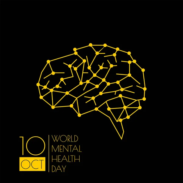 World Mental Health Day design with line art of brain vector illustration. Perfect template for World Mental Health Day design.