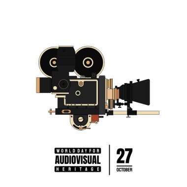 Klasik Film Kamerası vektör illüstrasyonuyla Görsel Miras için Dünya Günü.