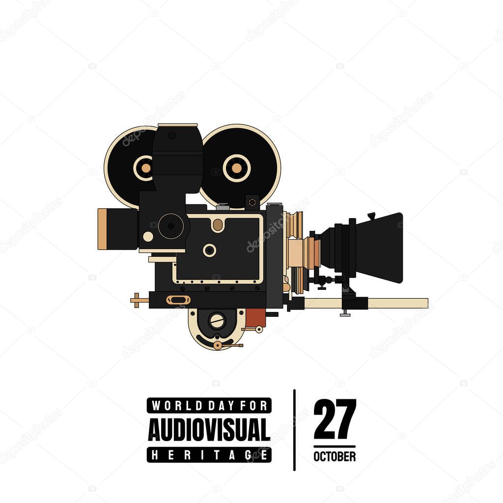 World Day for Audio visual Heritage design with Classic Movie Camera vector illustration.