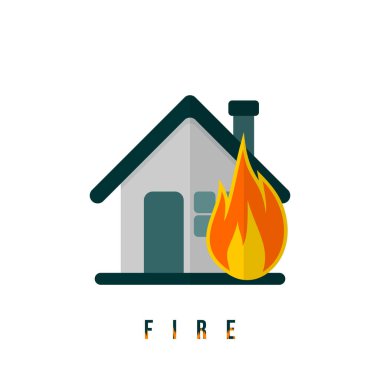 Ev yangını ikon vektör çizimi. Felaket tasarımı için iyi bir şablon