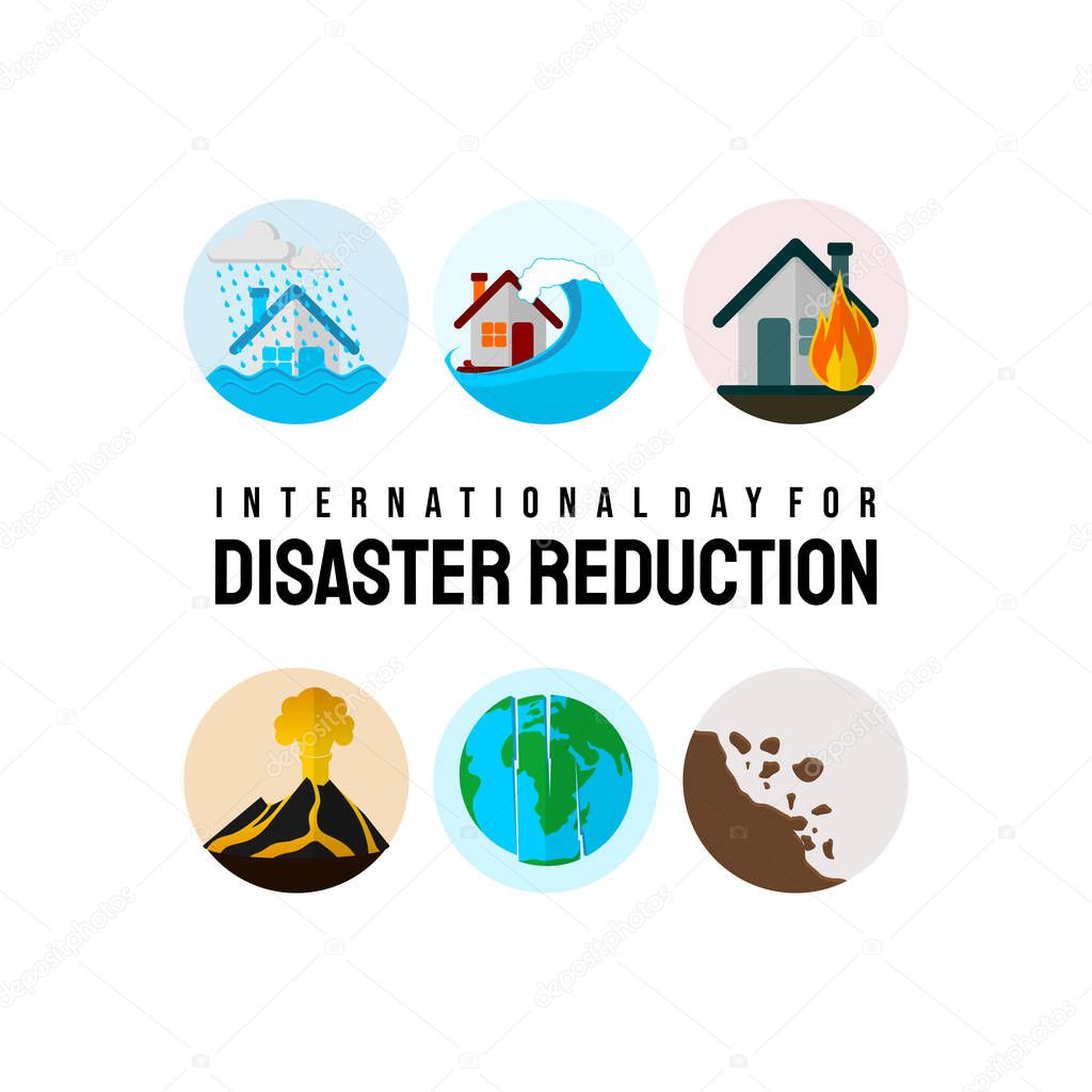 International Day for Disaster reduction design with icons of disaster