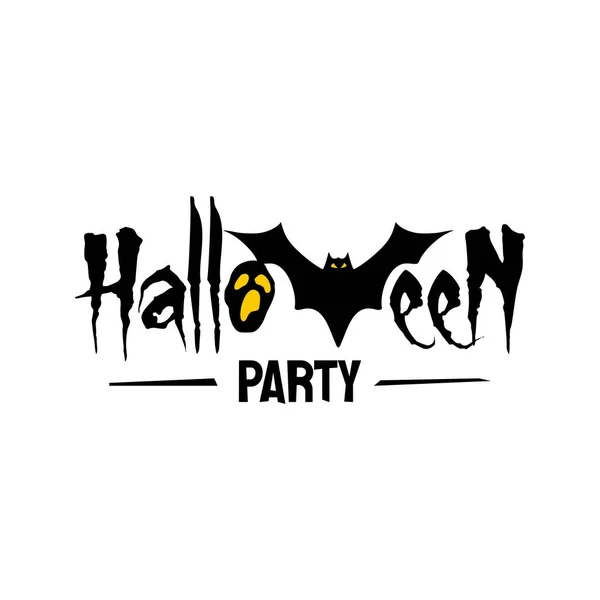 Tipografia Ilustração Vetor Happy Halloween Party Com Design Morcego Bom — Vetor de Stock