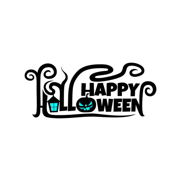 Design Tipografia Halloween Feliz Com Ilustração Vetor Abóbora Lanterna Bom — Vetor de Stock