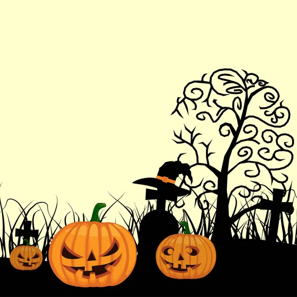 Feliz Halloween Background Design Com Ilustração Vetor Abóbora Bom Modelo — Vetor de Stock