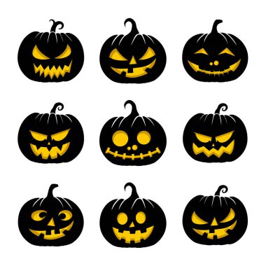 Kara Balkabağı tasarımını ayarla. Cadılar Bayramı veya Korku tasarımı için iyi bir şablon.