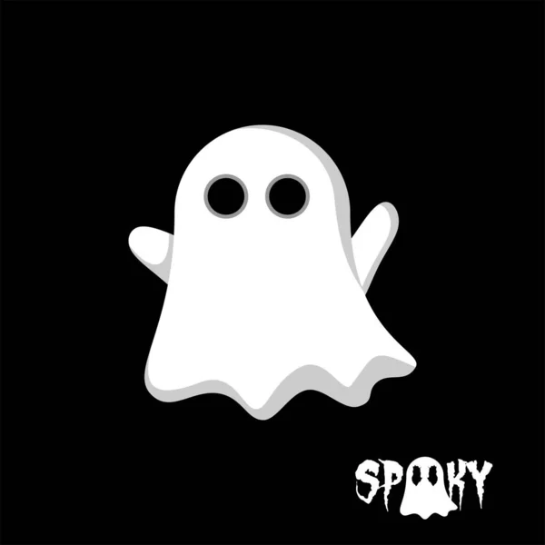 Flying Spooky Ghost Vector Illustration Bom Modelo Para Halloween Design — Vetor de Stock