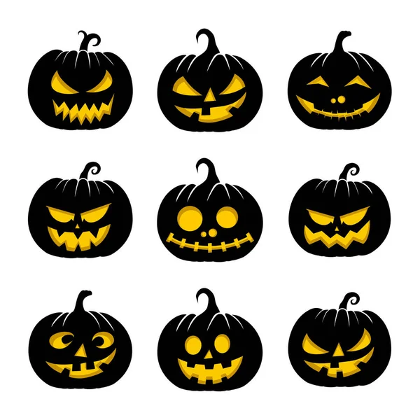 Set Objekt Black Pumpkin Design Gute Vorlage Für Halloween Oder — Stockvektor