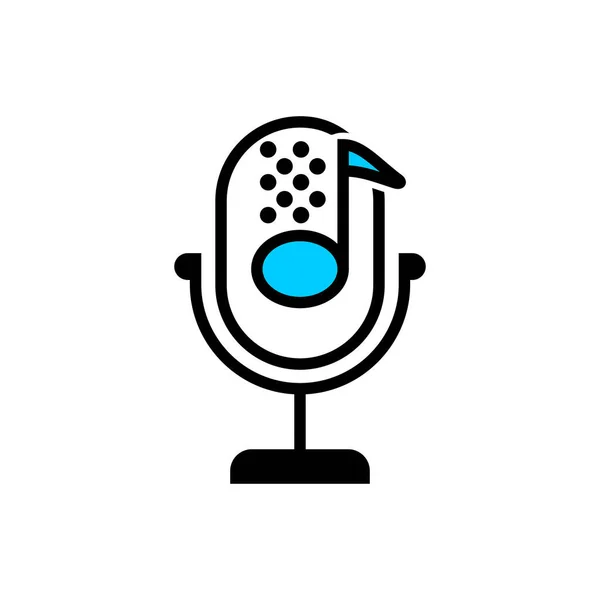 Vector Illustration Music Microphone Icon Good Template Podcast Logo Design — Stock Vector