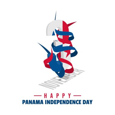 3 alfabe tipografi dizaynlı Panama Bağımsızlık Günü vektörü.
