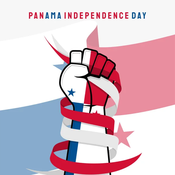 Diseño Día Independencia Panamá Con Puño Mano Que Coloreó Con — Vector de stock