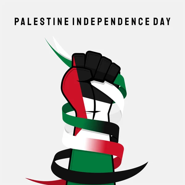 Palestina Giorno Dell Indipendenza Con Mano Avvincente Disegno Del Nastro — Vettoriale Stock