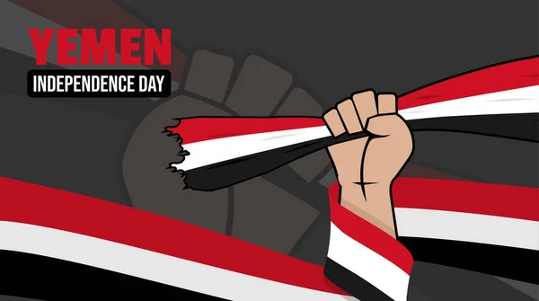 Yemen Independence Day Background Design Hand Grigriling Yemen 플래그 일러스트 — 스톡 벡터