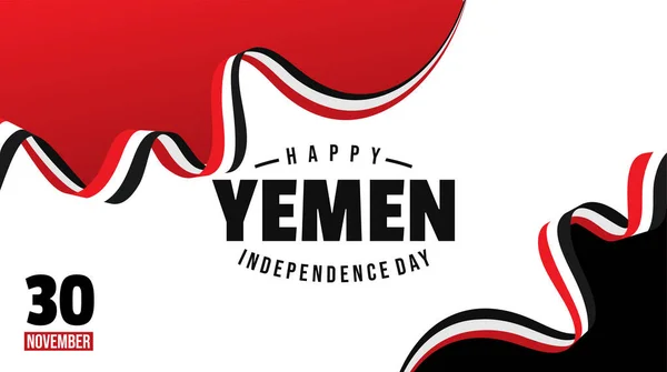 Yemen Día Independencia Con Diseño Fondo Con Yemen Bandera Cinta — Archivo Imágenes Vectoriales