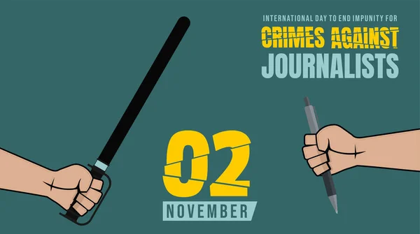 언론인들에 발생의 위기를 끝내기 International Day End Impunity Crimes Journalists — 스톡 벡터