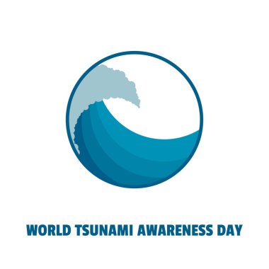 Tsunami ikon tasarımlı Dünya Tsunami Farkındalık Günü vektör çizimi. Tsunami ya da felaket tasarımı için iyi bir şablon.
