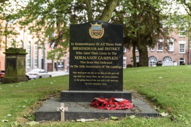 Gravestones in tribute to war veterans of Birmingham. the grave is located in the Jewelry quarter of Birmingham