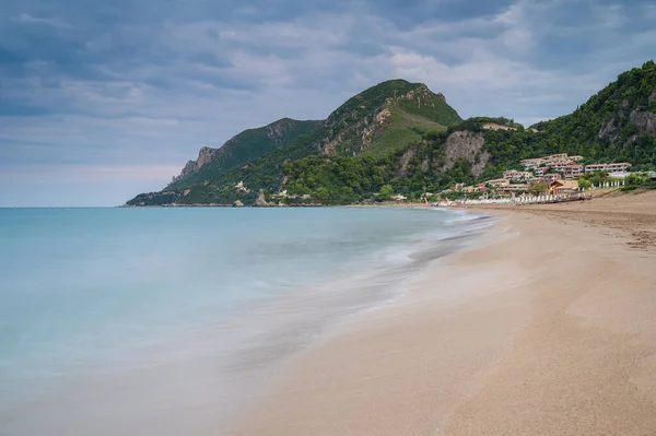 Zonsopgang Het Strand Van Glyfada Corfu Griekenland — Stockfoto