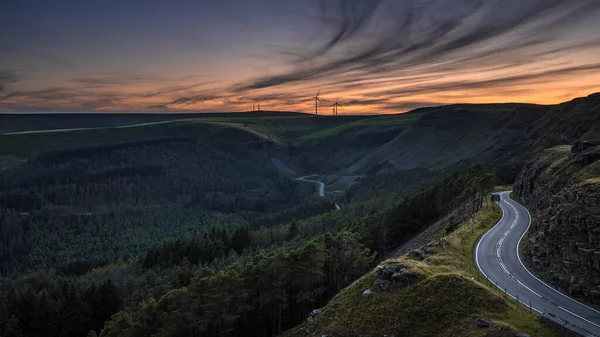 Sunset Winding Mountain Road — Stock Photo, Image