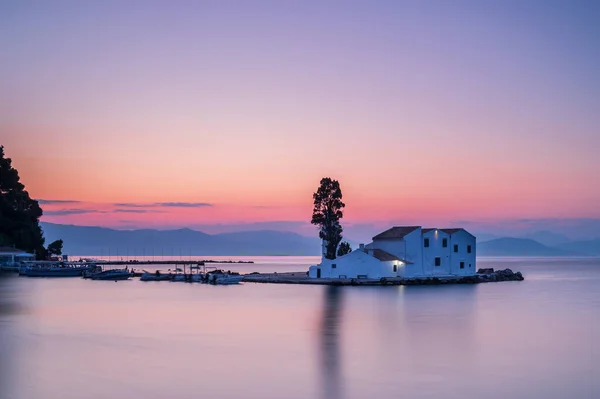 Vlacherna Biara Corfu Yunani Saat Matahari Terbit — Stok Foto