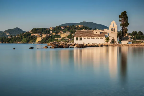 Vlacherna Biara Corfu Yunani Saat Matahari Terbit — Stok Foto