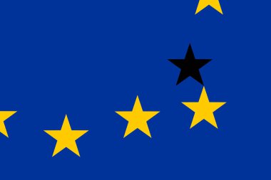 Brexit kavramı. Avrupa Birliği'nin bir yıldızı yla mavi zeminüzerinde sarı yıldızlar düştü