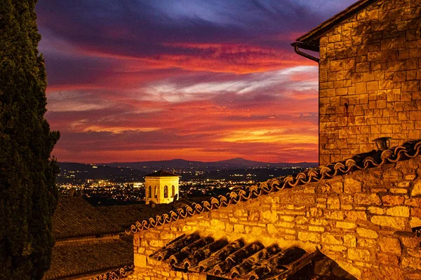 Zonsondergang in Assisi drie — Stockfoto