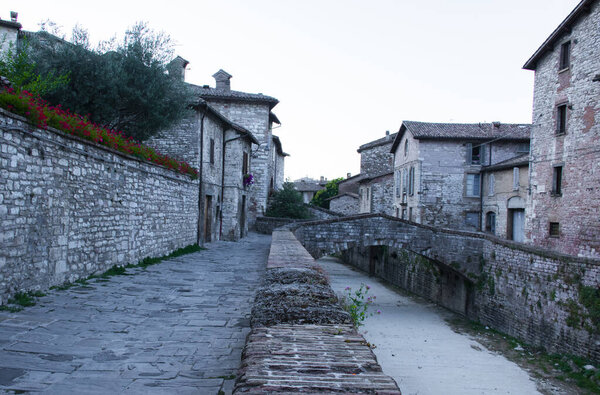 View of the old part of the village of Gubbio medieval village