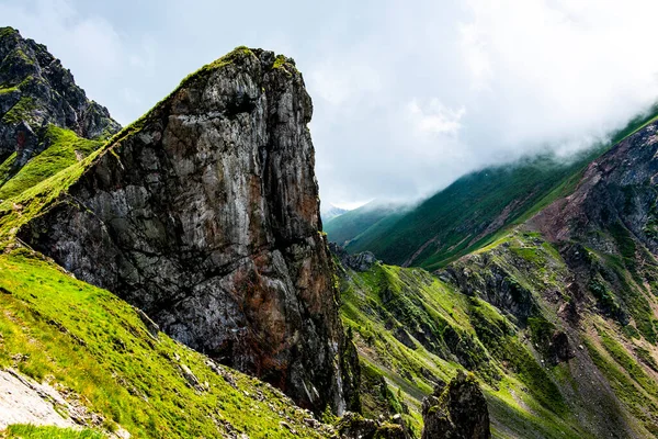 Granitgipfel Erheben Sich Aus Grünen Und Rot Blühenden Wiesen Der — Stockfoto