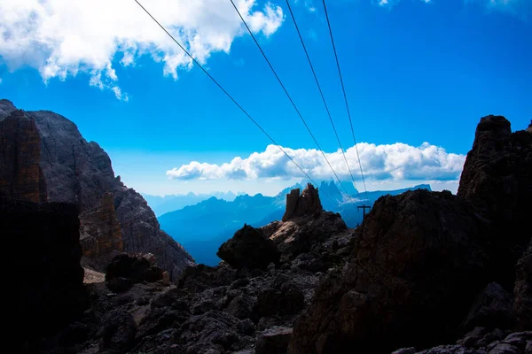 Cables Transporte Por Cable Refugio Giussani Los Dolomitas Cortina Ampezzo — Foto de Stock