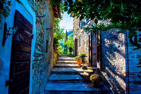 Small medieval village near San Martino Val D'Afra in Arezzo, Tuscany, Italy