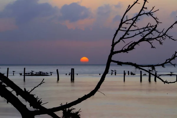 Sunset Isla Holbox Mexico — Stock fotografie