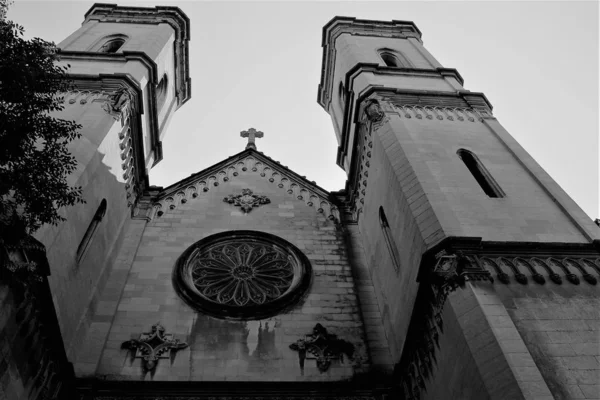 Uventet Perspektiv Den Katolske Katedralen Spania Svart Hvitt Versjon – stockfoto