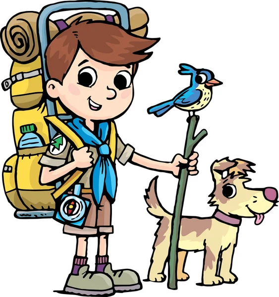  bir köpek ve bir sopa bir kuş ile erkek Scout