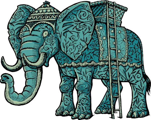 Elefante Indiano Pronto Caccia — Vettoriale Stock