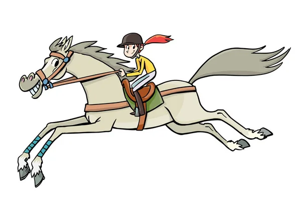 Teenager Reitet Auf Einem Pferd Einem Schnellen Rennen — Stockvektor