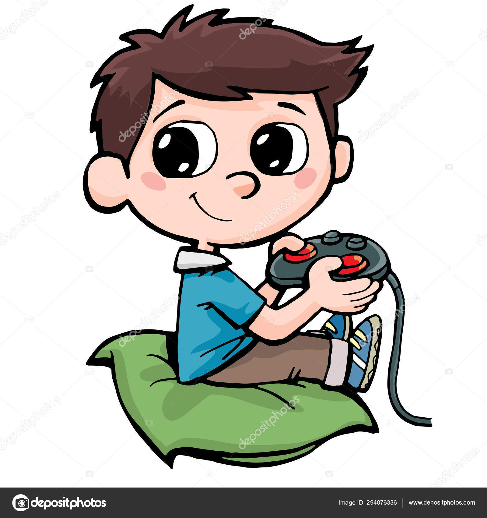 Little kid play computer games Royalty Free Vector Image