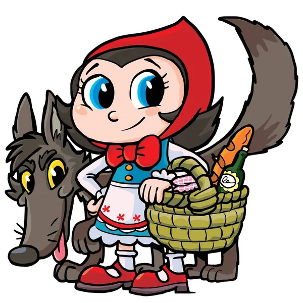 Red Riding Hood Goede Wolf — Stockvector