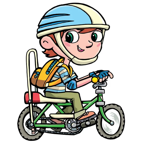 Boy Rides Boy Bike — Stock Vector