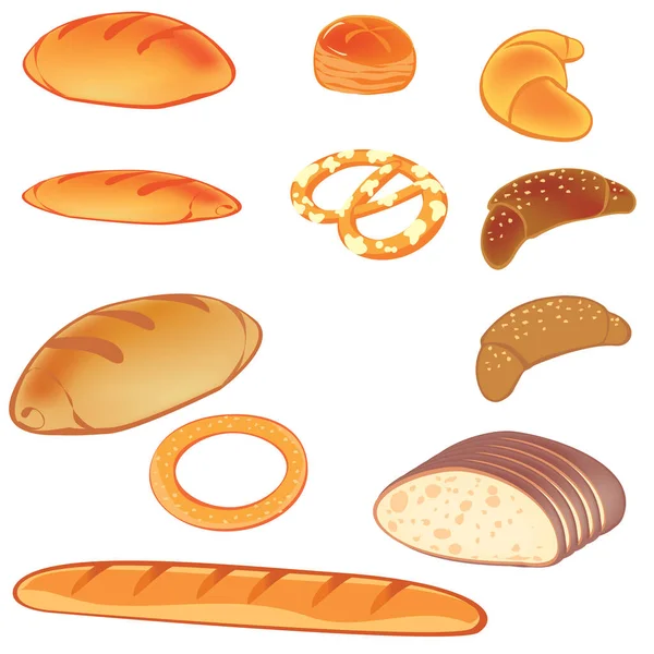 面包店 各种面粉制品 — 图库矢量图片